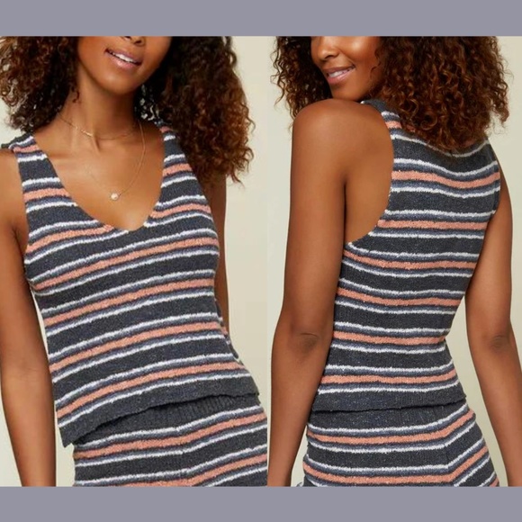 NWT O'Neill [ Small ] Montauk Stripe Knit‎ Sweater Tank Top in Slate - Picture 1 of 12